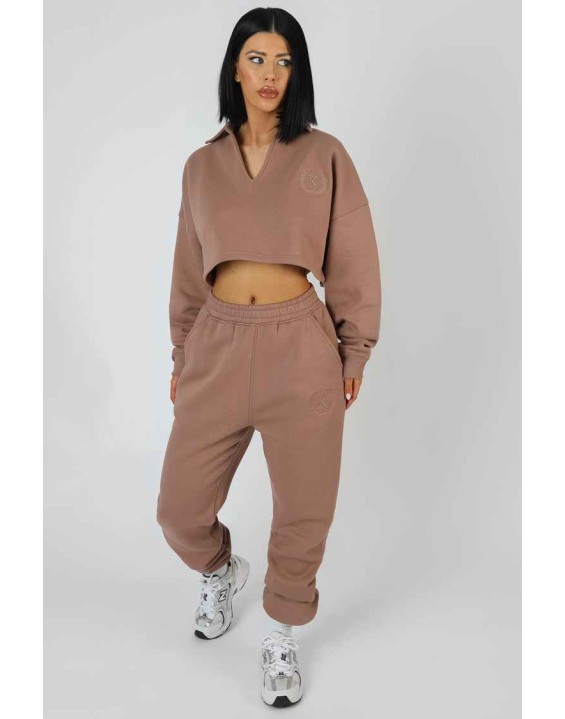 Oversized Cropped Polo Shirt Frappe