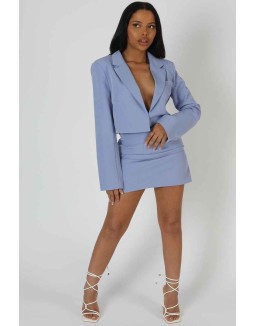 Split Front Mini Skirt Bluebell