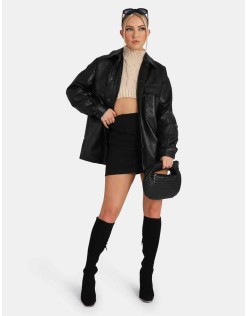 Split Front Mini Skirt Black