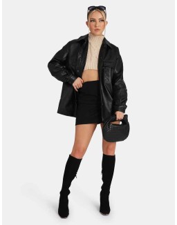 Split Front Mini Skirt Black