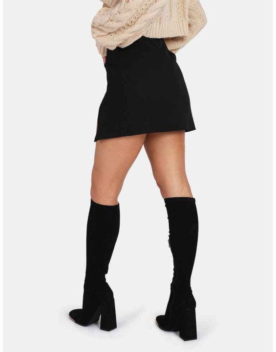 Split Front Mini Skirt Black