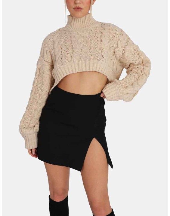 Split Front Mini Skirt Black