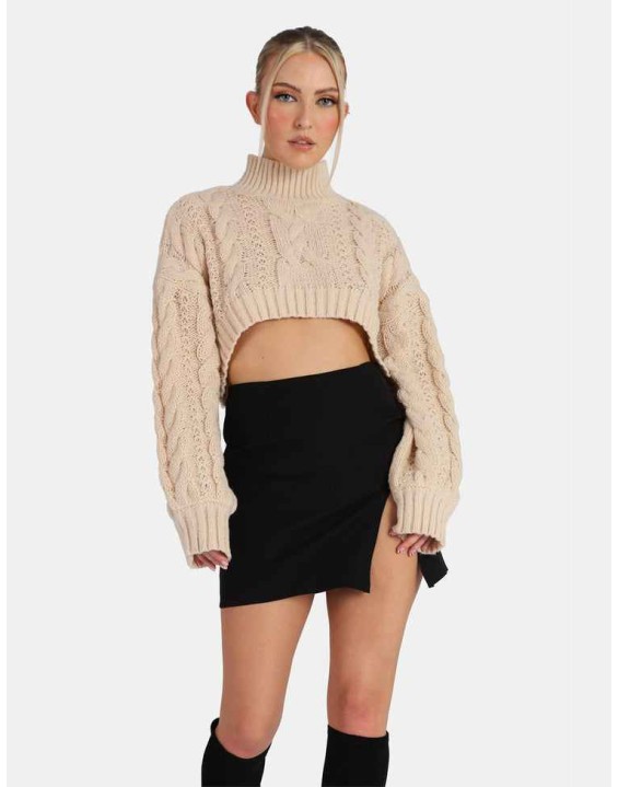 Split Front Mini Skirt Black