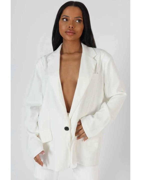 Oversized Dad Blazer White