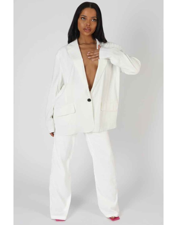 Oversized Dad Blazer White