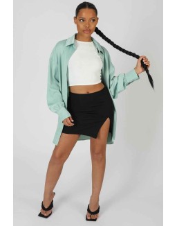 Satin Oversized Shirt Mint