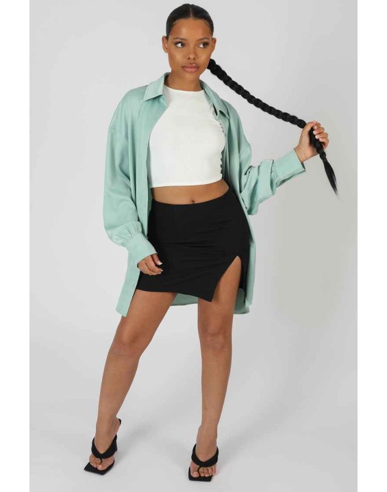 Satin Oversized Shirt Mint
