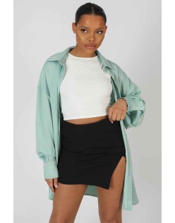 Satin Oversized Shirt Mint