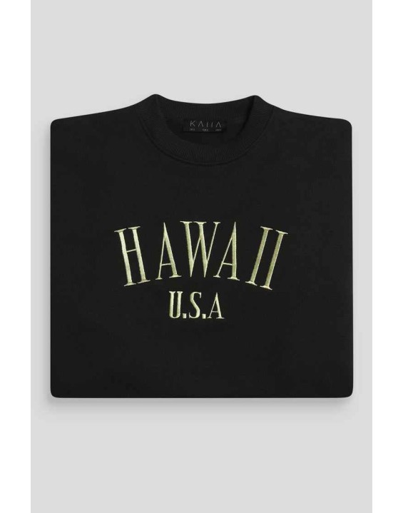 Hawaii Embroidered Sweatshirt Black