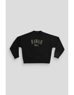 Hawaii Embroidered Sweatshirt Black