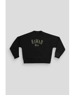 Hawaii Embroidered Sweatshirt Black