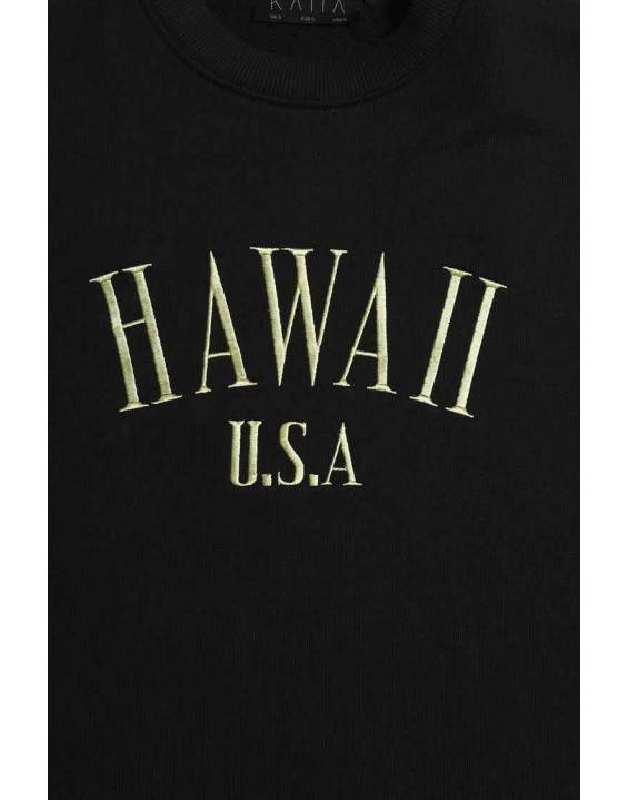 Hawaii Embroidered Sweatshirt Black