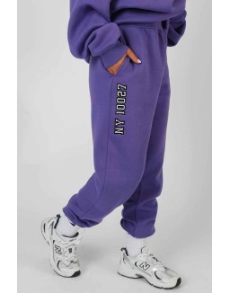 Embroidered Slogan 90'S Jogger Purple