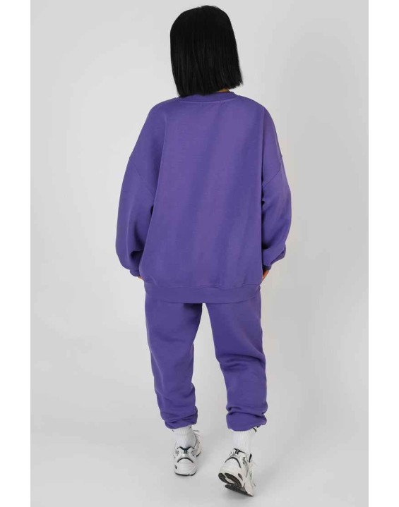 Embroidered Slogan 90'S Jogger Purple