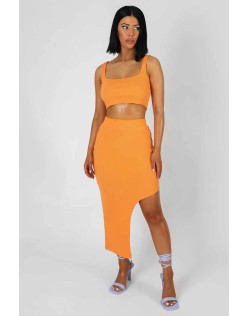 Extreme Split Ribbed Midi Skirt Mango