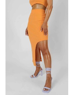 Extreme Split Ribbed Midi Skirt Mango
