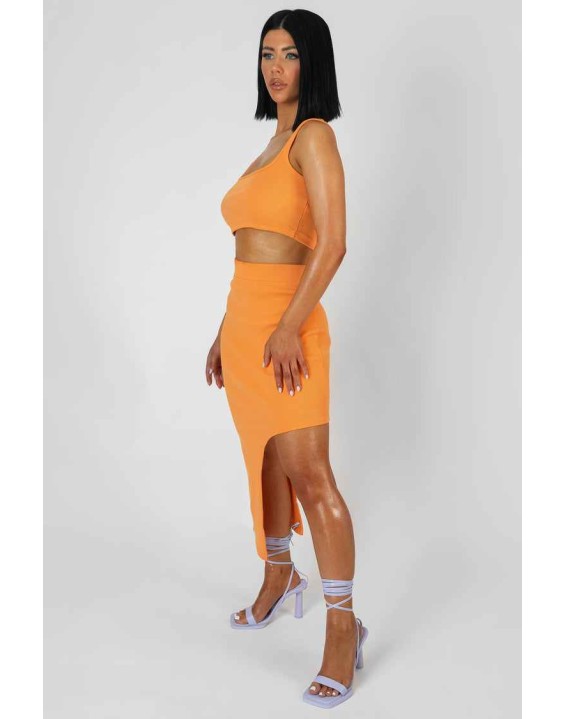 Extreme Split Ribbed Midi Skirt Mango