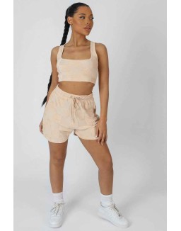 Relaxed Checkerboard Towelling Short Sand