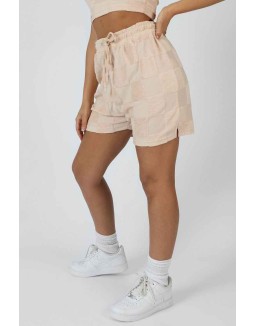 Relaxed Checkerboard Towelling Short Sand