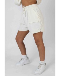 Seam Detail Towelling Relaxed Short Ecru