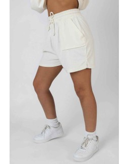 Seam Detail Towelling Relaxed Short Ecru
