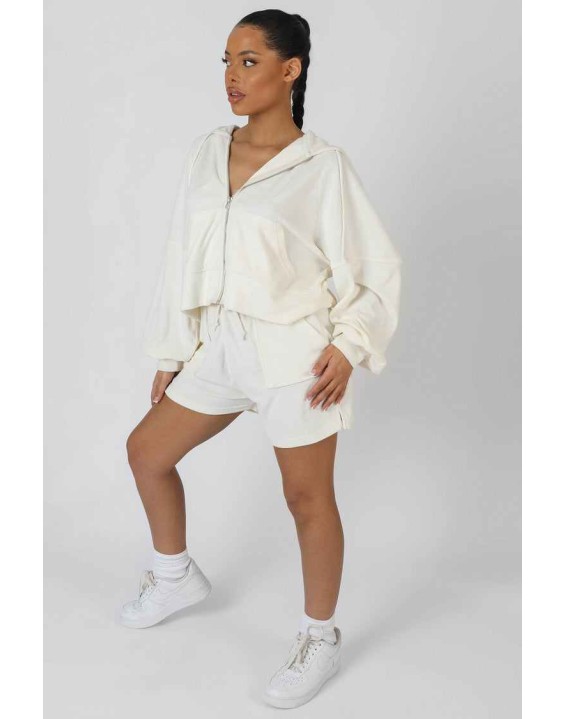 Seam Detail Towelling Relaxed Short Ecru