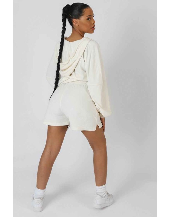 Seam Detail Towelling Relaxed Short Ecru