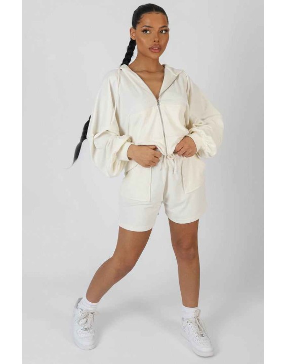 Seam Detail Towelling Relaxed Short Ecru