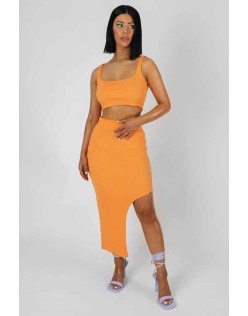 Square Neck Ribbed Crop Top Mango