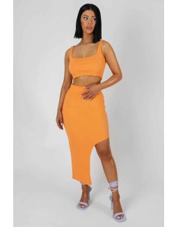 Square Neck Ribbed Crop Top Mango