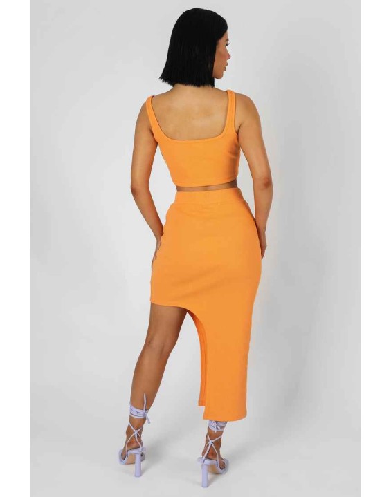 Square Neck Ribbed Crop Top Mango