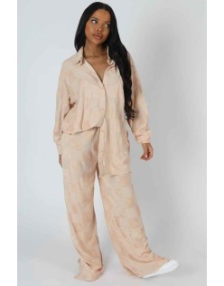 Oversized Checkerboard Towelling Shirt Sand