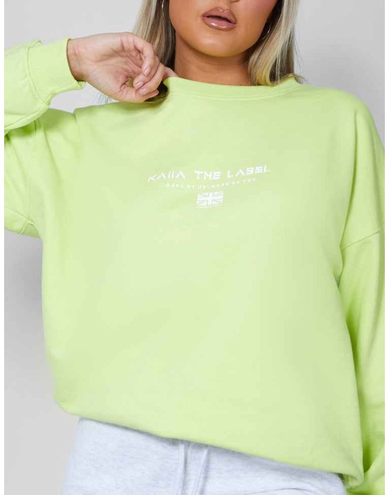 Graphic Oversized Sweatshirt Lime