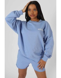 Graphic Qr Code Oversized Sweatshirt Bluebell