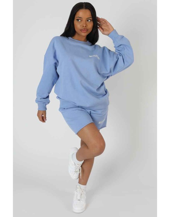 Graphic Qr Code Oversized Sweatshirt Bluebell