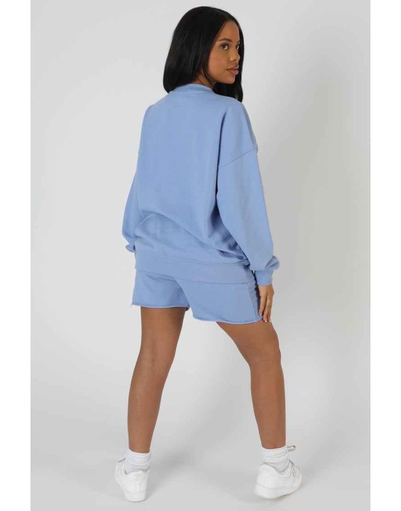 Graphic Qr Code Oversized Sweatshirt Bluebell