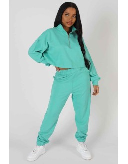 Half Zip Pullover Crop Sweatshirt Peppermint