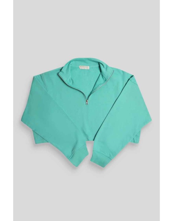 Half Zip Pullover Crop Sweatshirt Peppermint