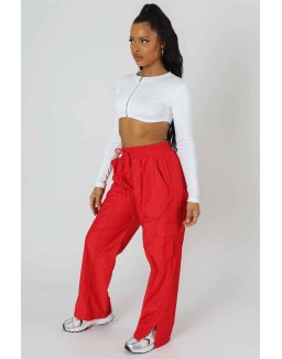 Zip Through Underbust Ribbed Top White