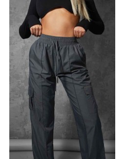 Split Hem Cargo Trousers Grey