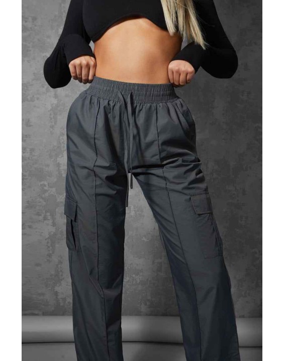 Split Hem Cargo Trousers Grey