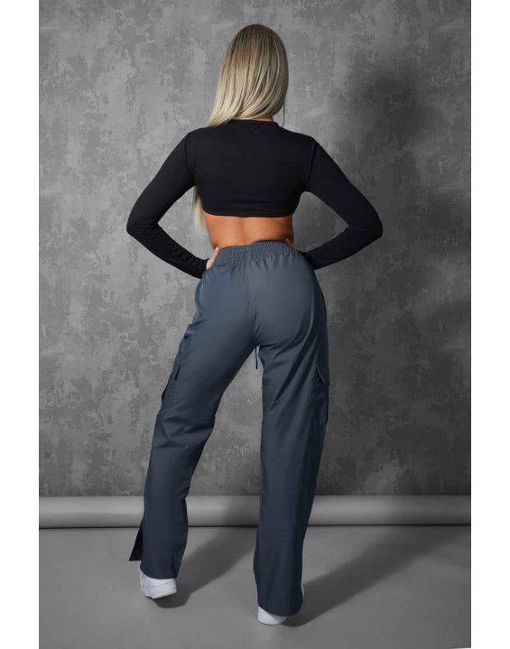 Split Hem Cargo Trousers Grey
