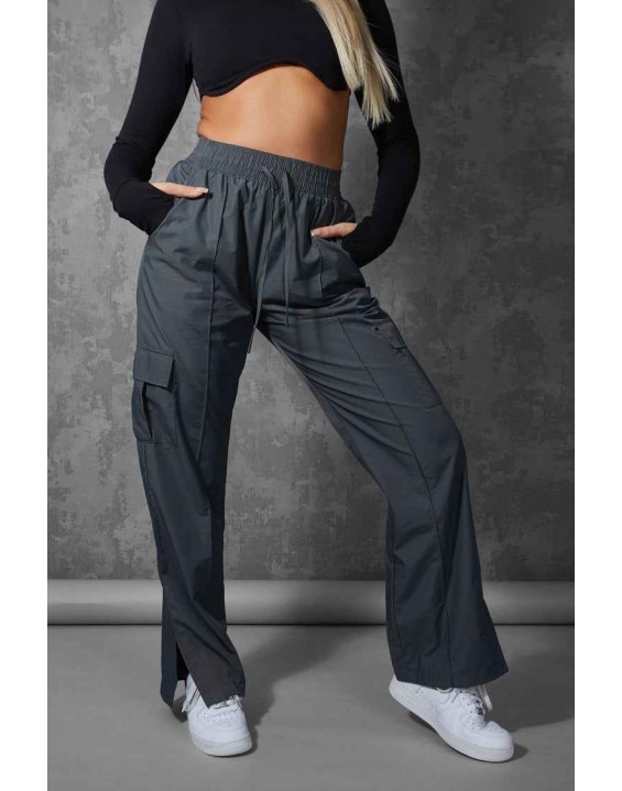 Split Hem Cargo Trousers Grey
