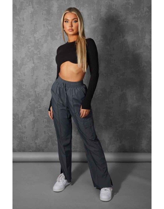 Split Hem Cargo Trousers Grey