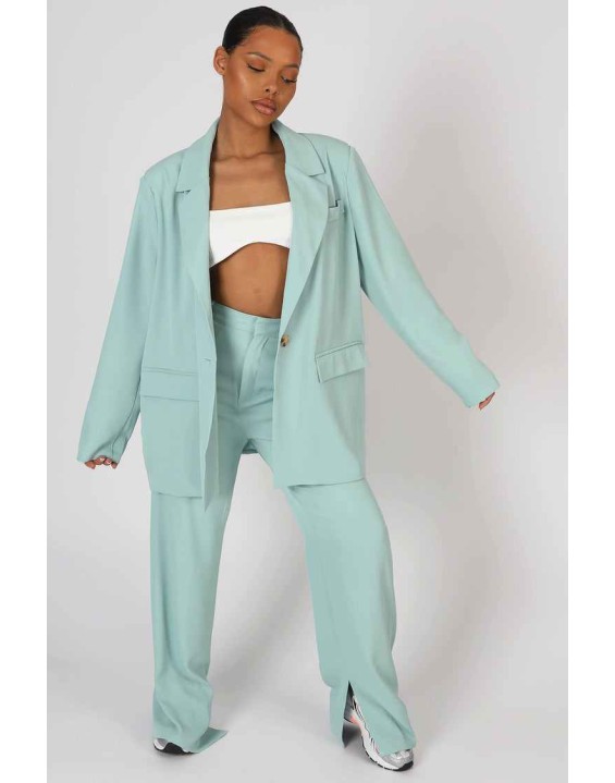 Split Detail High Waisted Dad Trouser Peppermint