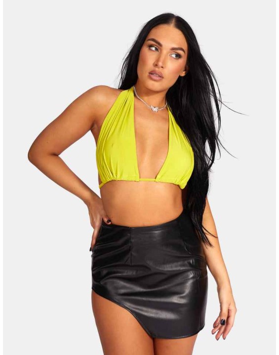 Extreme Split Pu Mini Skirt Black