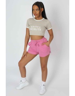 Cropped Baby Tee Saint Morez Slogan Oatmeal