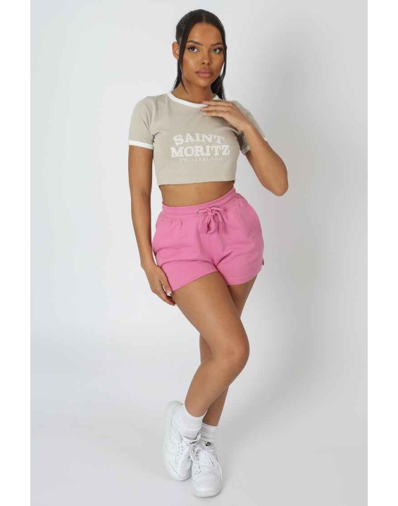 Cropped Baby Tee Saint Morez Slogan Oatmeal