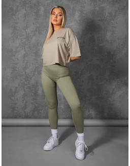 Oversized Fit Qr Detail Cropped T-Shirt Elm