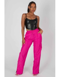 Seam Pu Corset Top Black